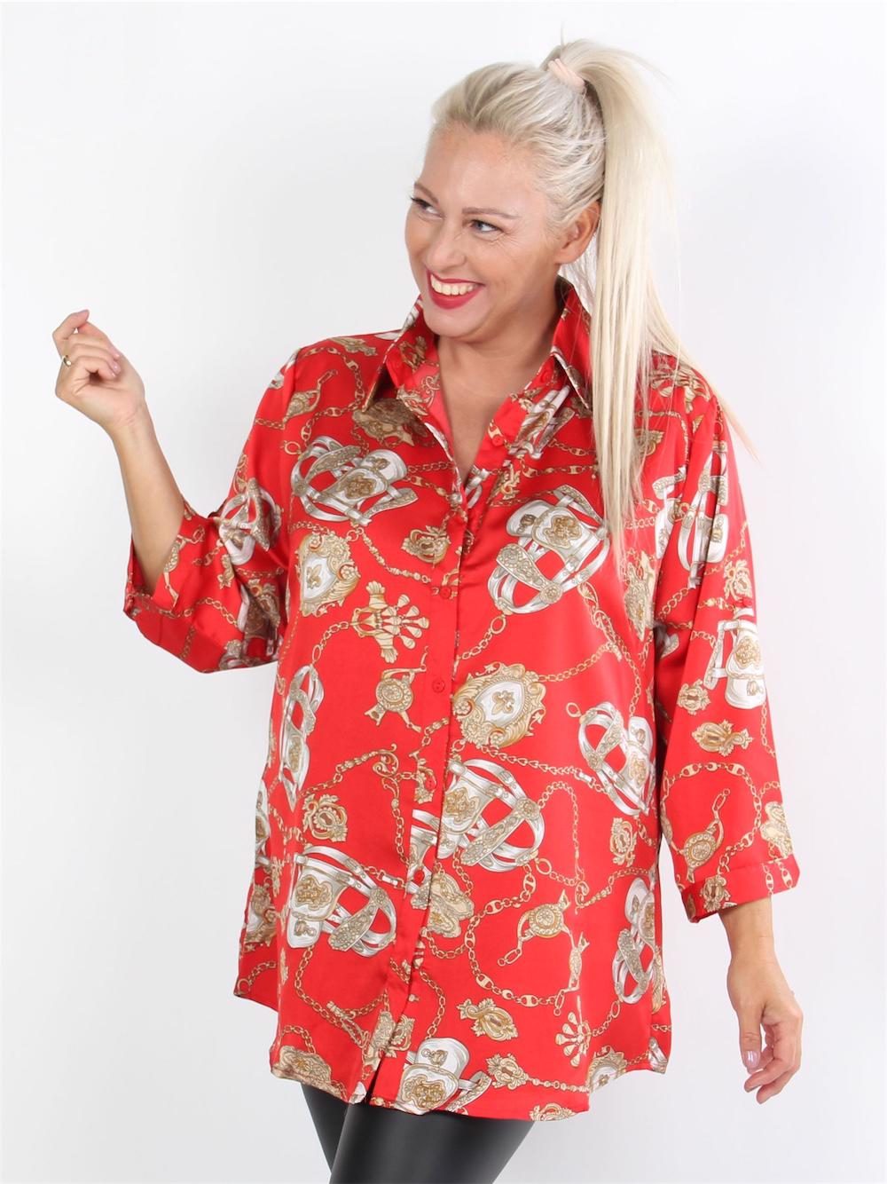 Tellia - Svart skjorta med guldfärgade kedjor